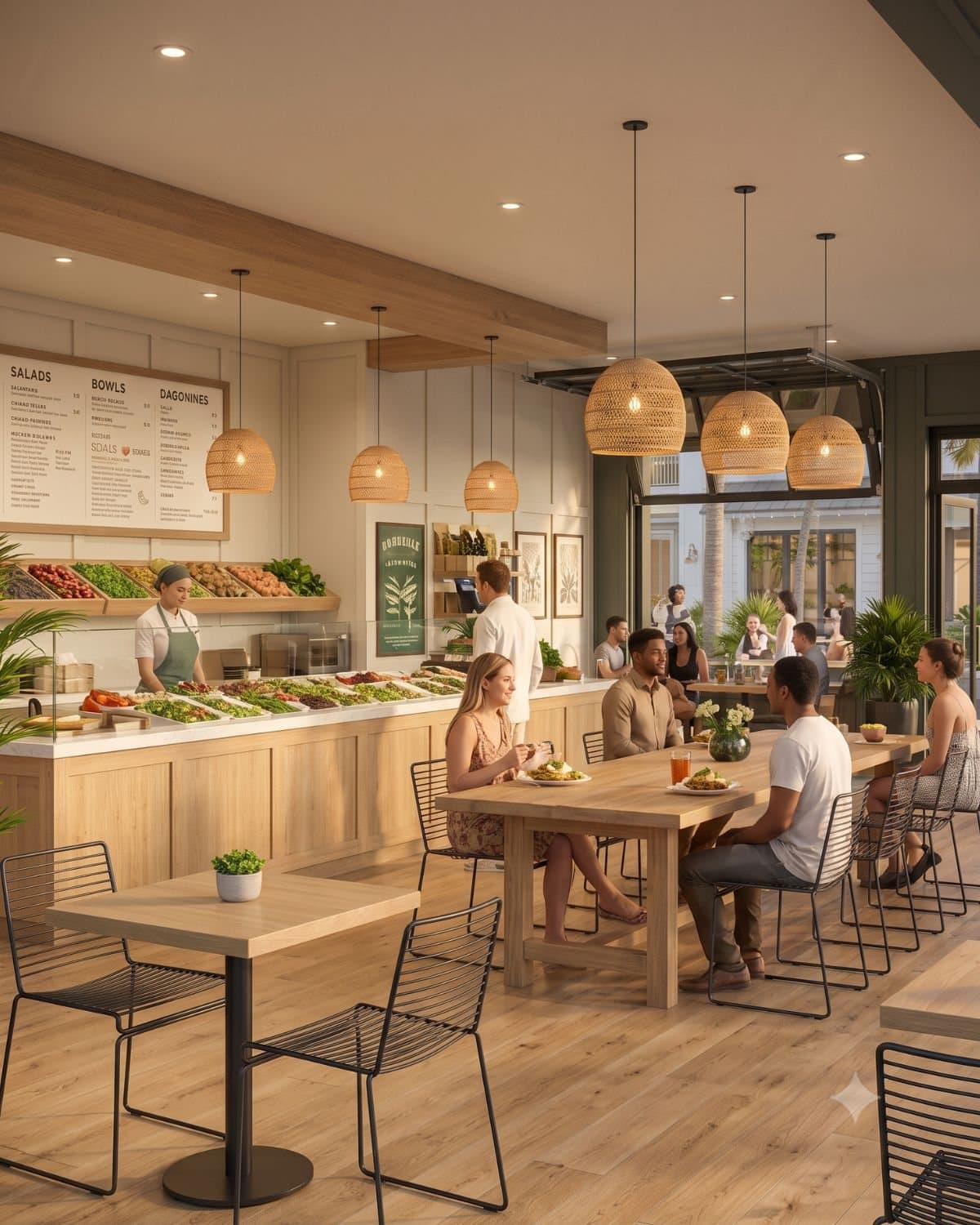 Indoor dining zone concept at Banyan Groves Town Center