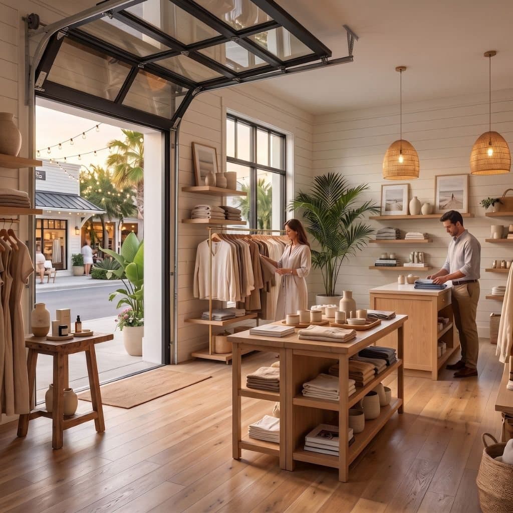 Boutique retail concept at Banyan Groves Town Center — open storefront with street-facing display